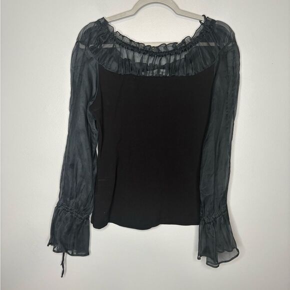 Anne Fontaine Sheer yoke and sleeves with Flare Sleeves Top - Picture 4 of 4